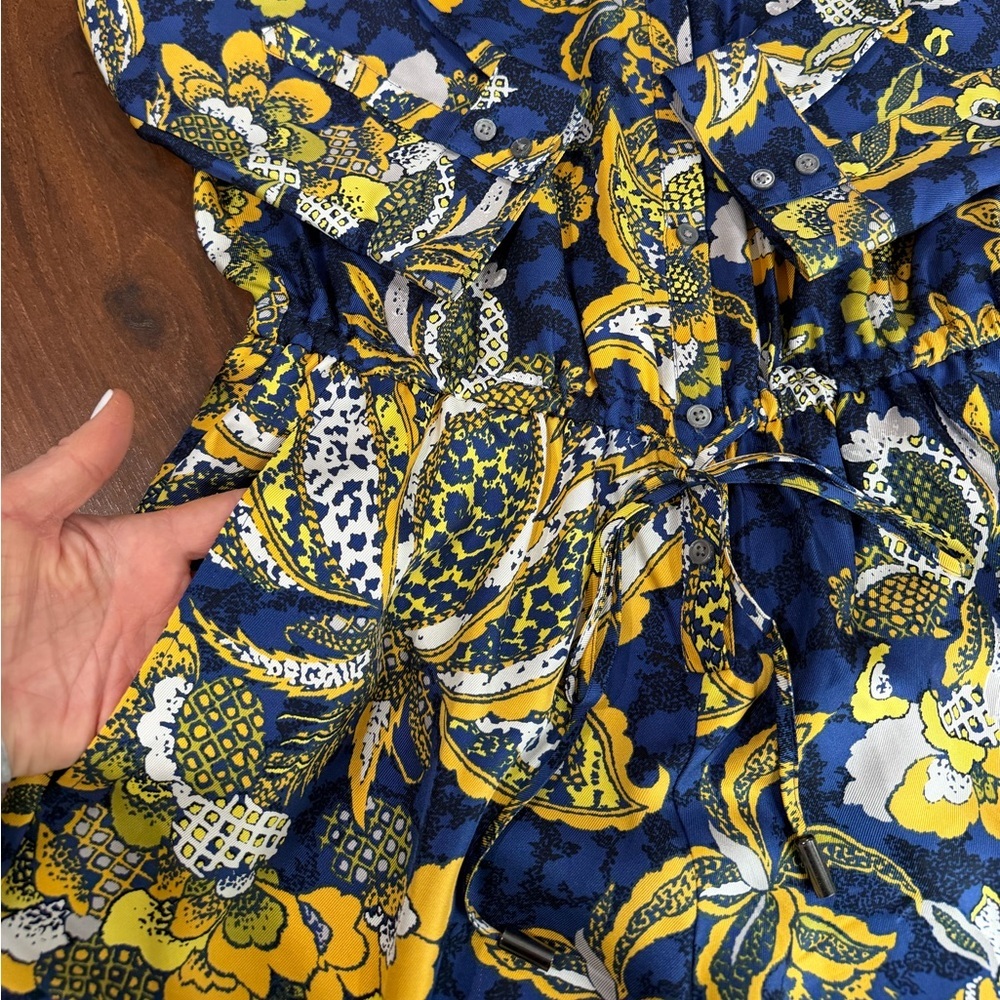 NWOT Banana Republic Limited Heritage Blue Gold Print 100% Silk Romper Sz 0 - Picture 7 of 9